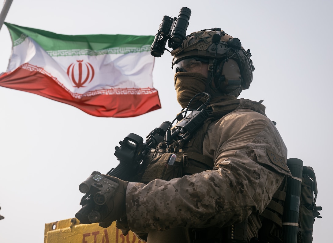 U.S. Marines from the 11th Marine Expeditionary Unit conduct a verification boarding aboard M/T Wen Yao in the Gulf of Oman, July 16, 2026. (U.S. Marine Corps Photo)