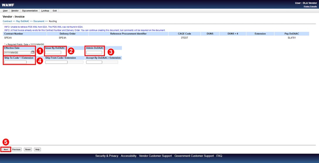 Fill in appropriate routing information and select Next.