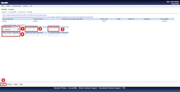 Fill in appropriate routing information and select Next.