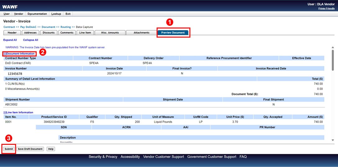 Review documents and submit Invoice.