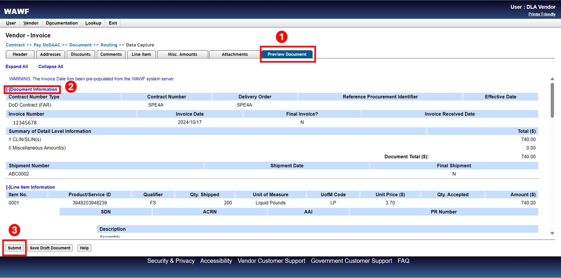 Review documents and submit Invoice.