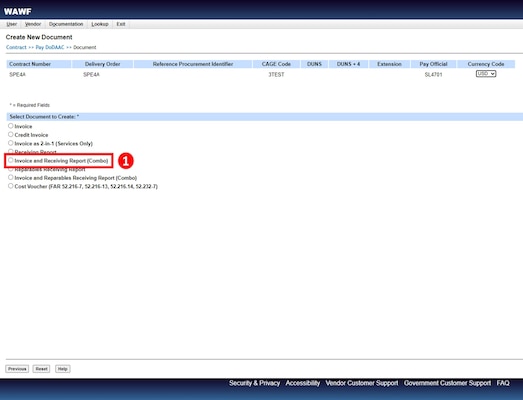 Steps to take in the Combo Invoicing Process to create and submit an invoice (payment request) and a receiving report simultaneously.