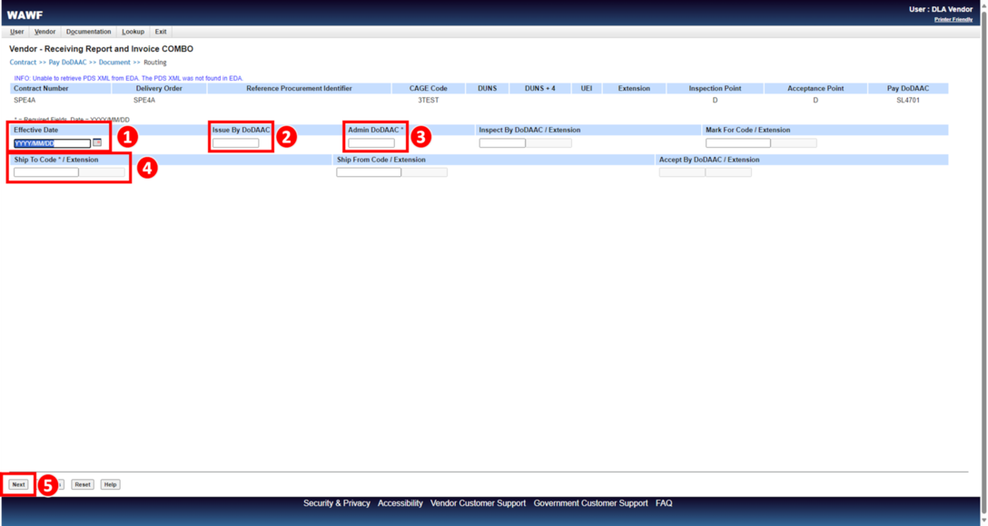 Steps to take in the Combo Invoicing Process to create and submit an invoice (payment request) and a receiving report simultaneously.