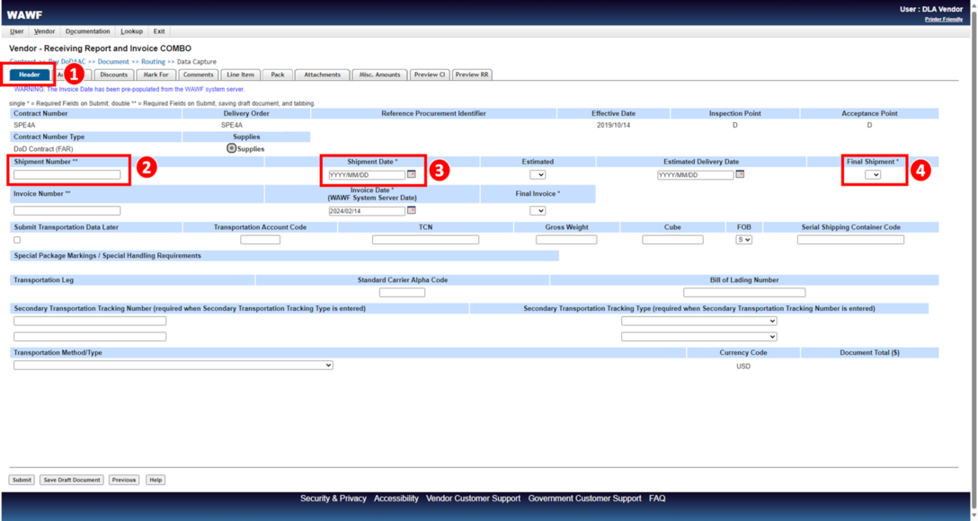 Steps to take in the Combo Invoicing Process to create and submit an invoice (payment request) and a receiving report simultaneously.