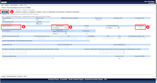Steps to take in the Combo Invoicing Process to create and submit an invoice (payment request) and a receiving report simultaneously.