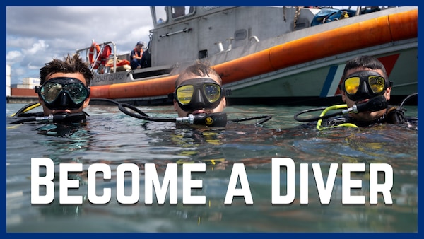 U.S. Coast Guard Petty Officer 2nd Class Liam Martens, Petty Officer 2nd Class Cory Smith, Petty Officer 2nd Class Nick Coronado, three divers assigned to Coast Guard Regional Dive Locker Pacific in Honolulu, Hawaii, prepare to descend below the surface offshore Honolulu, Hawaii Sep. 26, 2025. Coast Guard Regional Dive Locker Pacific members and a Coast Guard Station Honolulu 45-foot Response Boat-Medium crew assisted the Coast Guard Cutter Juniper crew with replacing the anchor chain for a channel marker buoy in Honolulu harbor, Hawaii. (U.S. Coast Guard photo by Petty Officer 2nd Class Tyler Robertson)