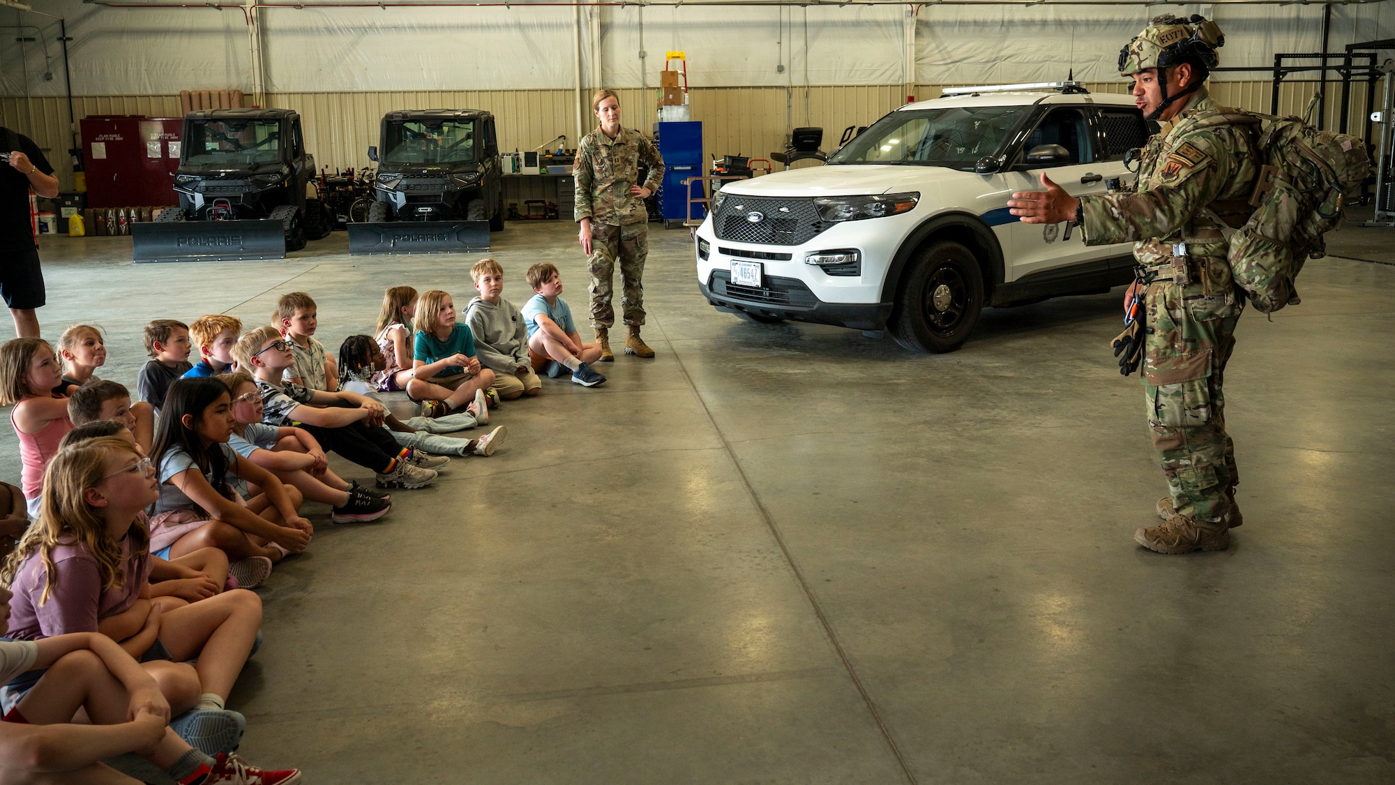 School age care kids tour 319th Security Forces Squadron
