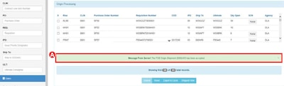 Confirm which contracts in Vendor Shipment Module need a Military Shipping Label, select the Item Labels radio button and submit information.