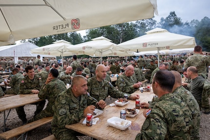 Minnesota National Guard service members celebrate with Croatian Armed Forces for the 30th anniversary of their partnership through the Department of War National Guard Bureau State Partnership Program during Exercise Combat Power 26, June 23-July 1, 2026, in Croatia.