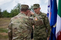 U.S. Army Maj. Gen. Shawn Manke, the adjutant general of the Minnesota National Guard, salutes the Chief of the General Staff of the Croatian Armed Forces Lt. Gen. Tihomir Kundid during the Minnesota-Croatia 30th anniversary partnership celebration in Slunj, Croatia, June 29, 2026.