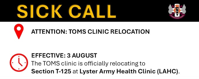 SICK CALL: TOMS CLINIC RELOCATION