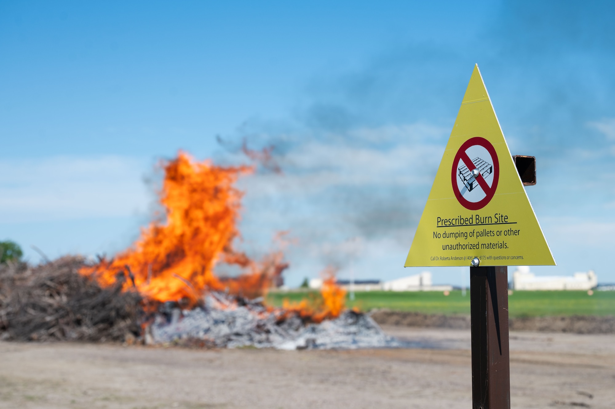 A prescribed burn is conducted at Malmstrom Air Force Base, July 8, 2026.