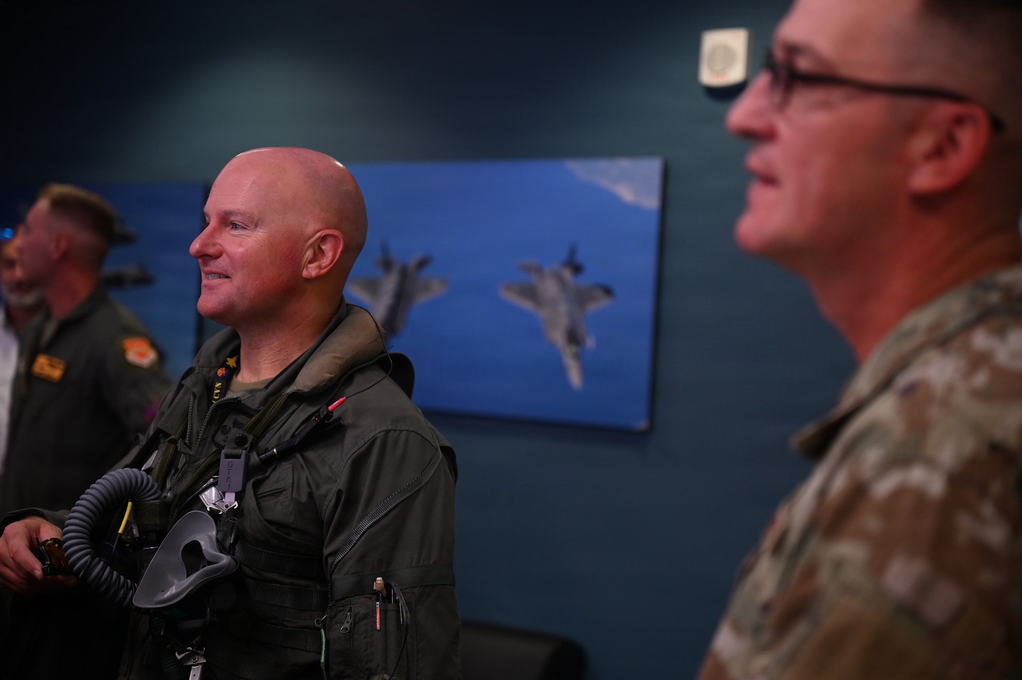 U.S. Air Force Brig. Gen. David Berkland, 56th Fighter Wing commander, attends a pre-flight brief for a training mission at Luke Air Force Base, Arizona, July 15, 2026.