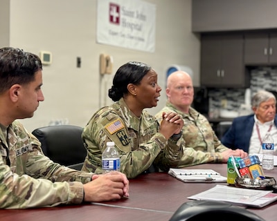 Munson Army Health Center leaders visited Saint John Hospital, Leavenworth, Kansas, July 15 as part of ongoing efforts to maintain regular communication with area health care partners that support TRICARE beneficiaries.

The visit included a tour of the emergency department—the closest emergency department to Fort Leavenworth—and discussions about processes for capturing off-post care in MHS GENESIS to support continuity of care.

Munson leaders plan to visit additional area health care partners in the coming months to maintain relationships, introduce incoming staff and remain informed about services, capabilities, and capacity, available to beneficiaries.