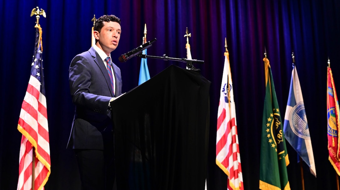 A guest speaker delivers remarks during the inaugural Florida Department of Homeland Security Awards Ceremony at the Clermont Performing Arts Center in Clermont, Florida, July 15, 2026. The event recognized state and federal partnerships as well as individuals nominated for their contribution during joint operations to protect our nation and safeguard the State of Florida in the past year.
