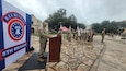 Col. Bennett gives remarks at the 5th BDE Change of Command ceremony on July 16, 2026 at the Alamo.