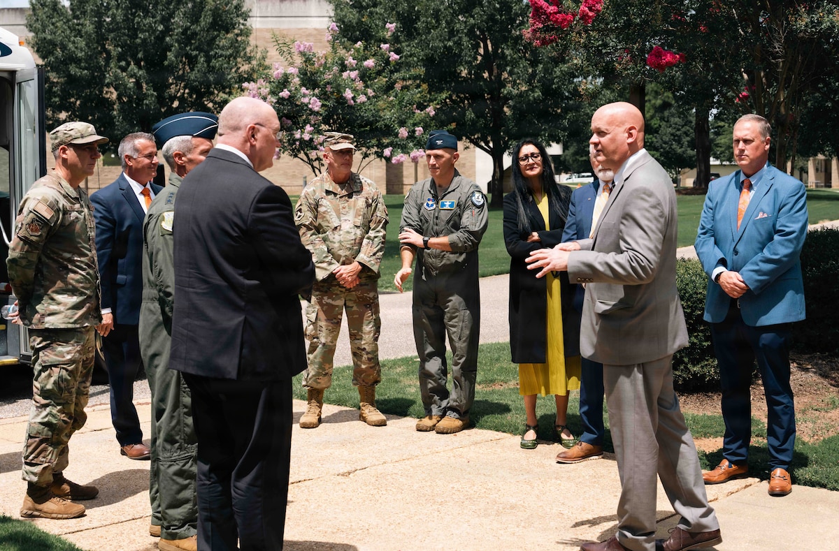 Air University leaders hosted a delegation from Auburn University at Maxwell Air Force Base, AL, July 10, 2026.