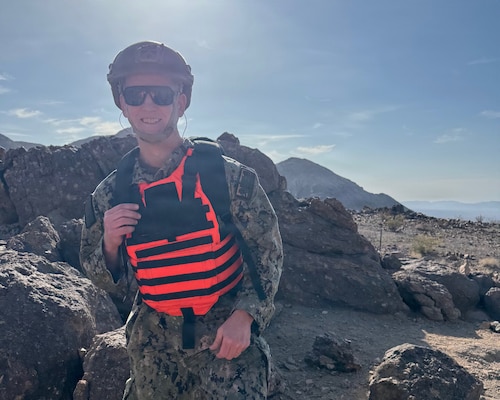 Navy Medicine Readiness and Training Command Twentynine Palms chaplain Lt. Cmdr. Nicholas Suddath sports an evaluator vest during a Tactical Religious Ministries Course. The course instructed chaplains and religious program specialists how to work together to practice delivering expeditionary ministry care in austere environments through a mass casualty exercise on June 16, 2026 at Camp Wilson aboard Marine Corps Air Ground Combat Center Twentynine Palms. (Courtesy Photo).