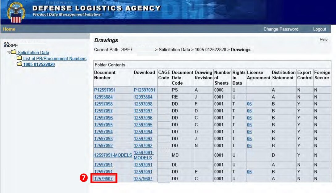 Select an item in the Document Number column to view the tech data available for download.