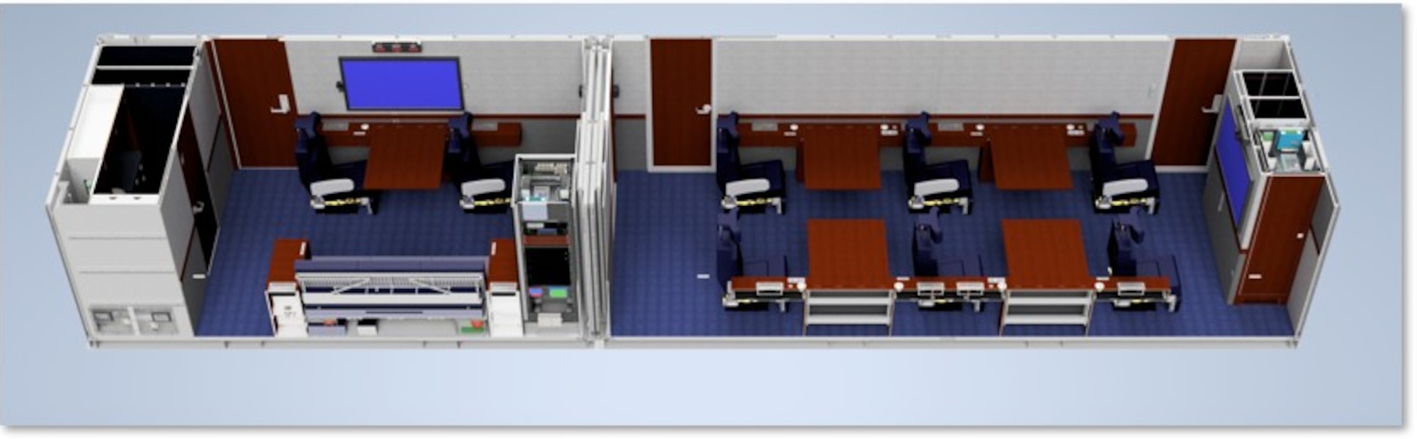 The Roll-On Conference Capsule serves as a state-of-the-art mobile command center designed specifically to roll onto C-17 aircraft. (Courtesy graphic)
