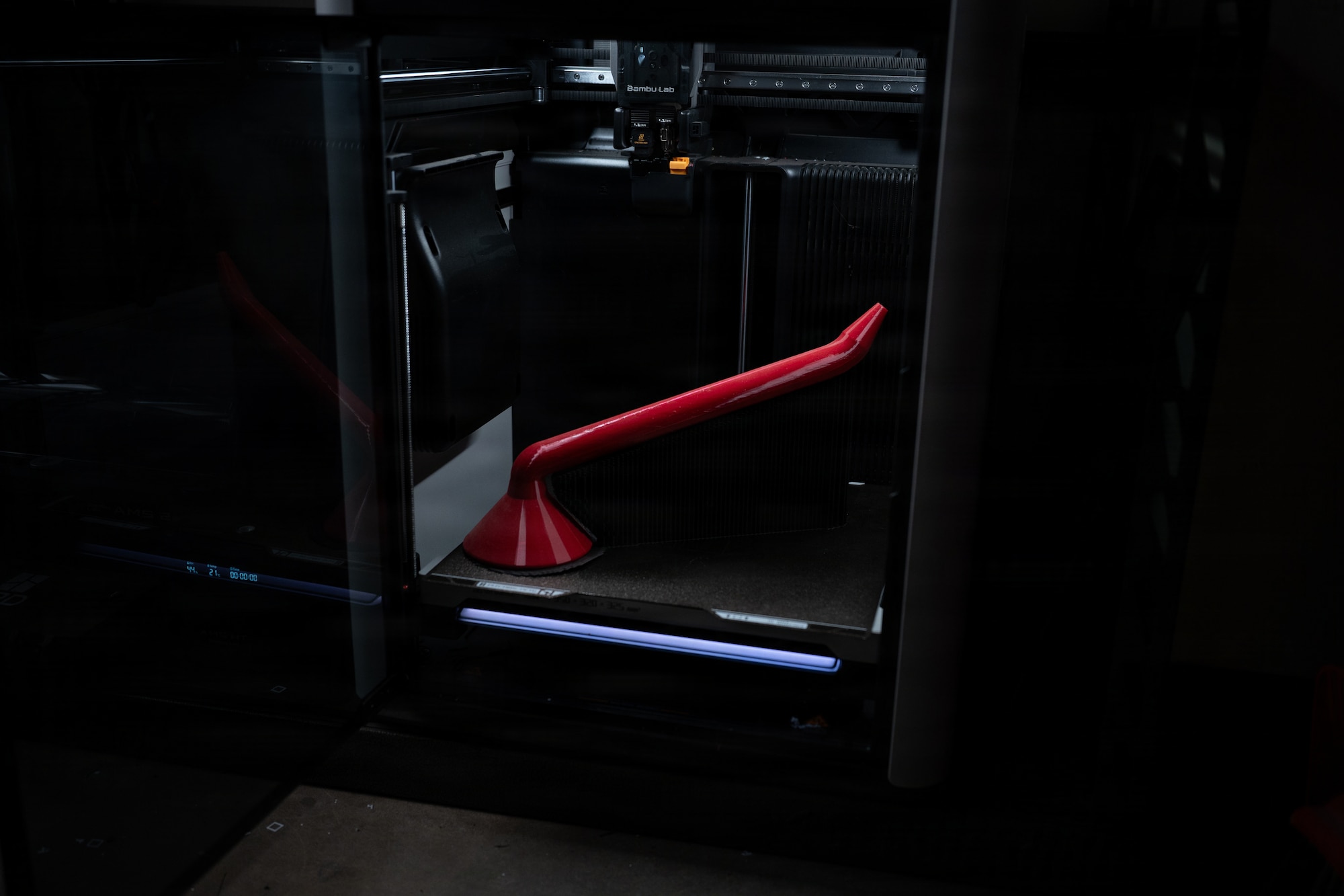A thermoplastic polyurethane (TPU) fuel funnel is developed using 3-D printing by the Innovation Lab team at McConnell Air Force Base, Kansas, 17 July, 2026. The TPU funnel was created to increase servicing efficiency while doing maintenance on engine starters by maintenance professionals. (U.S. Air Force photo by Amn Daniel Obi.)