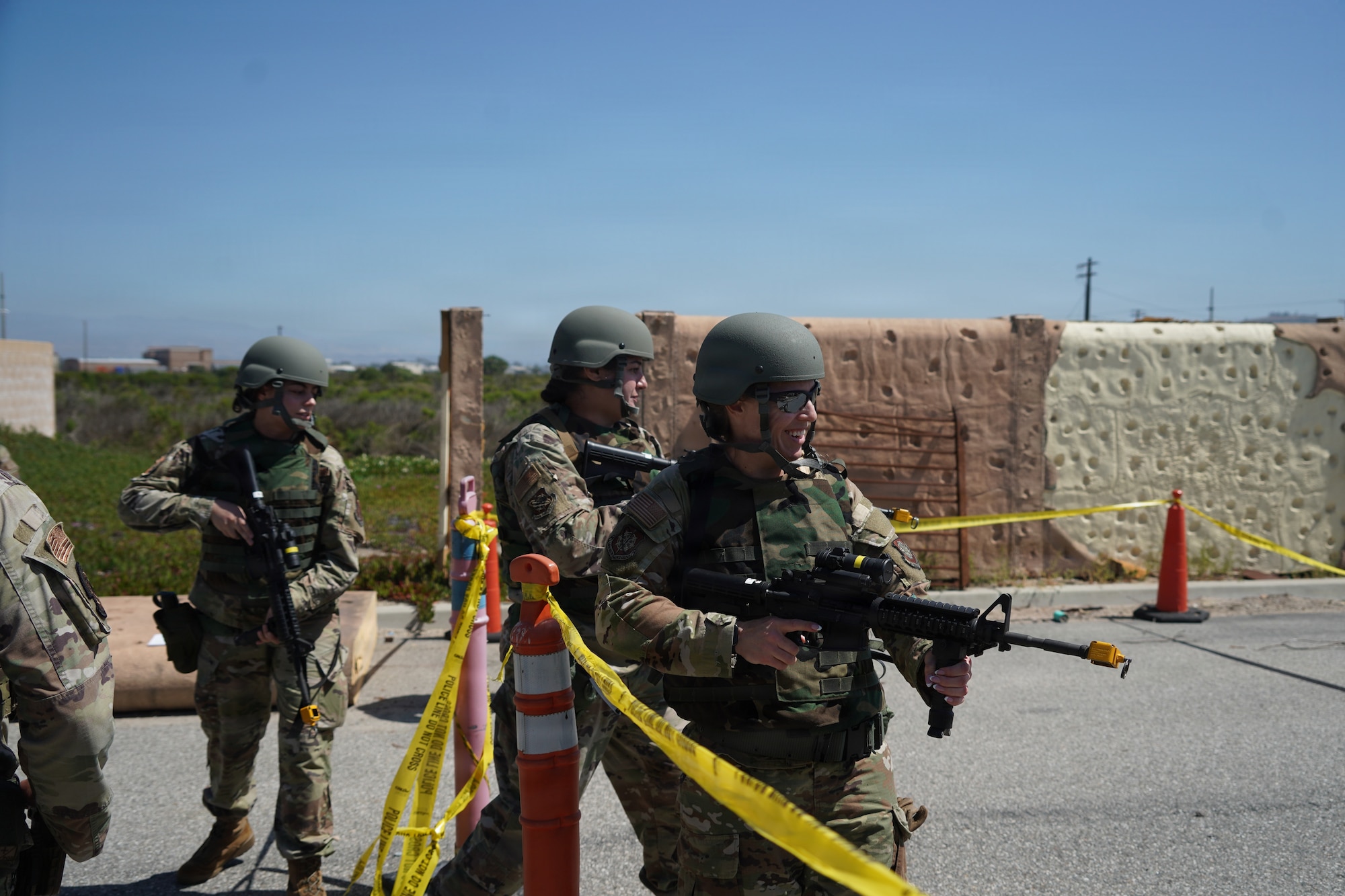 U.S. Air National Guardsmen assigned to the 146th Airlift Wing participate in Small Arms; Integrated Defense; Active Threat Response; during Ready Airman Training hosted at Naval Base Ventura County, Point Mugu, California, April 28, 2026. Ready Airman Training replaces the legacy expeditionary “just-in-time” deployment training, establishing a baseline to prepare every Airmen for deployed and home station contingencies outside of their single Air Force Specialty Code, creating a more lethal and resilient force. (U.S. Air National Guard photo by Tech. Sgt. Michelle Ulber)