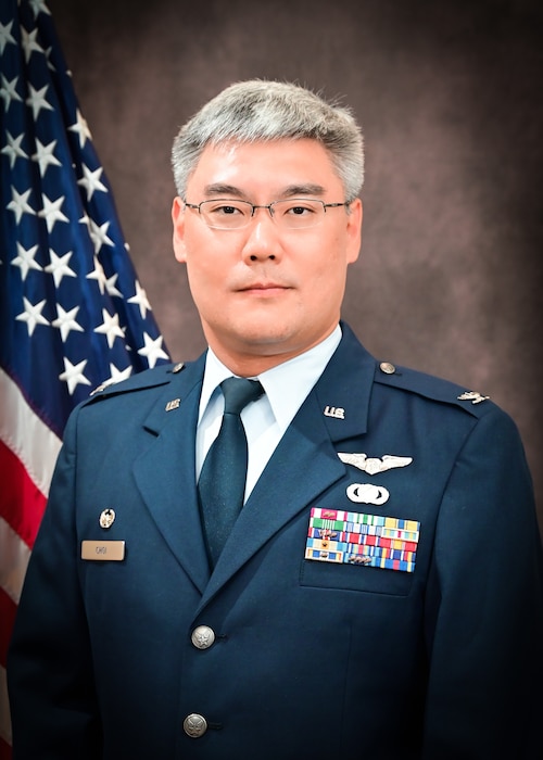 Official Bio photo of Colonel James Choi, 35th Medical Group commander, at Misawa Air Base, Japan.