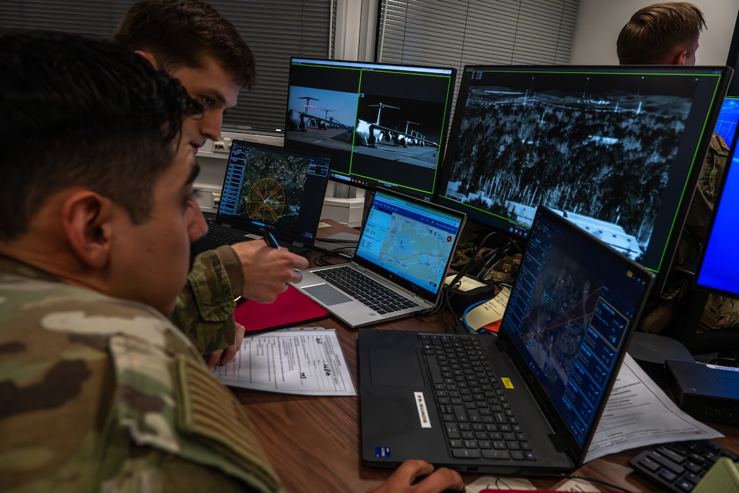 U.S. Air Force security forces personnel conduct training on advanced defensive systems