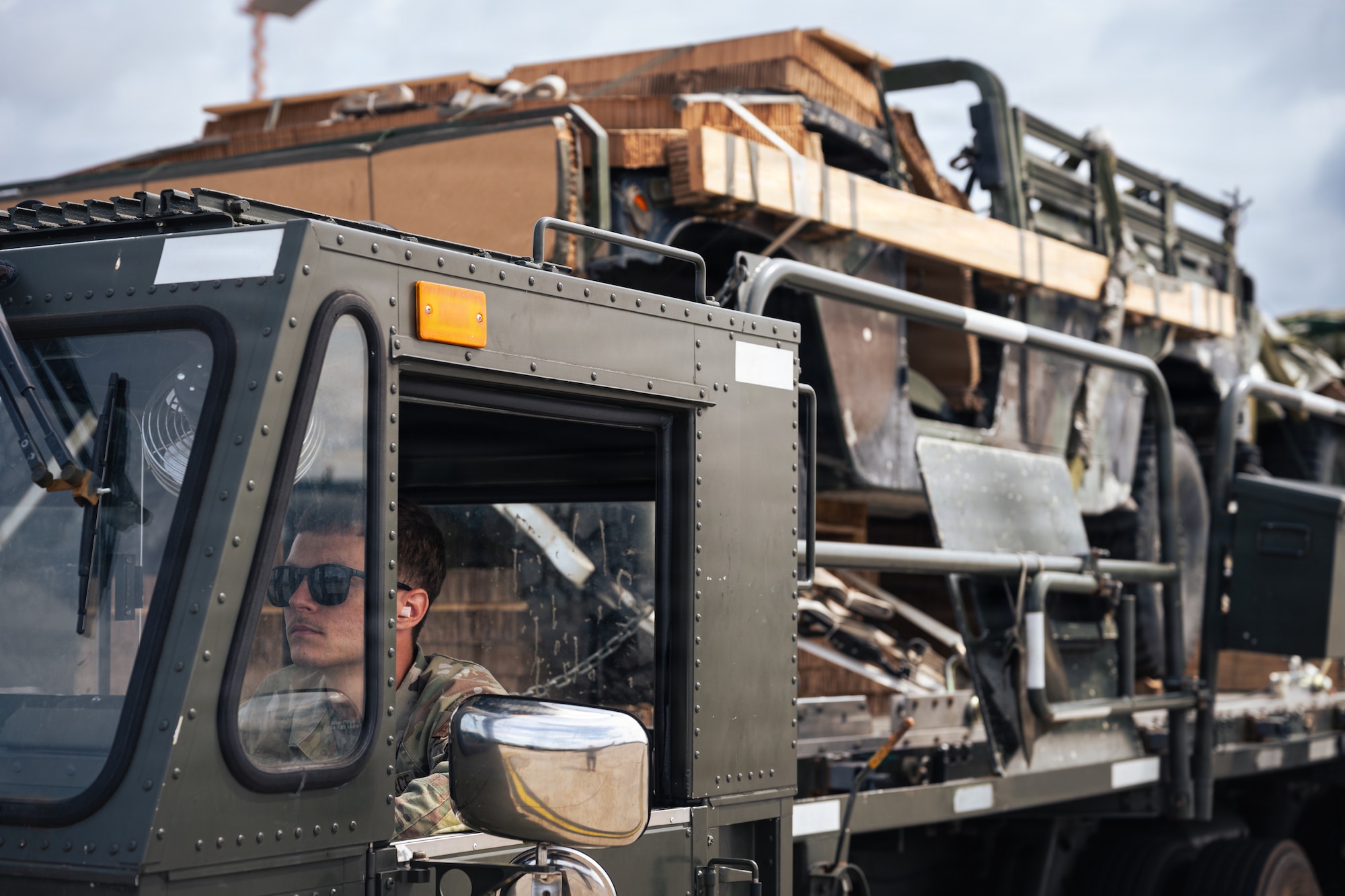 Airman transports cargo