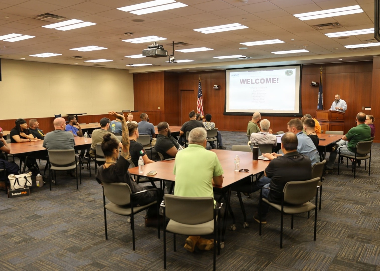 Naval Surface Warfare Center, Philadelphia Division Industrial Support Division Head Matthew Malham welcomes the Philadelphia Skills Initiative cohort on July 17, 2026. For NSWCPD, the partnership supports an effort to recruit, prepare, and retain the skilled tradespeople needed to sustain the Navy’s ships and machinery systems. The program creates a pathway for Philadelphia residents to enter NSWCPD’s Industrial Trades Development Program, which combines trade theory, classroom instruction, practical training, and hands-on experience. (U.S. Navy photo by Phillip Scaringi, CTR)