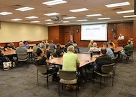 Naval Surface Warfare Center, Philadelphia Division Industrial Support Division Head Matthew Malham welcomes the Philadelphia Skills Initiative cohort on July 17, 2026. For NSWCPD, the partnership supports an effort to recruit, prepare, and retain the skilled tradespeople needed to sustain the Navy’s ships and machinery systems. The program creates a pathway for Philadelphia residents to enter NSWCPD’s Industrial Trades Development Program, which combines trade theory, classroom instruction, practical training, and hands-on experience. (U.S. Navy photo by Phillip Scaringi, CTR)