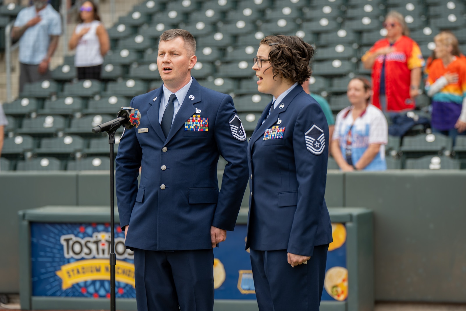 Service members, family and friends of the 184th Wing enjoy family day at the ballpark at Equity Bank Park, Wichita, Kan., June 6, 2026. The families gathered to watch the baseball game and participate in games and festivities hosted by Wind Surge and the 184th Wing. (U.S. Air National Guard photo by Airman 1st Class Darigan Brown)