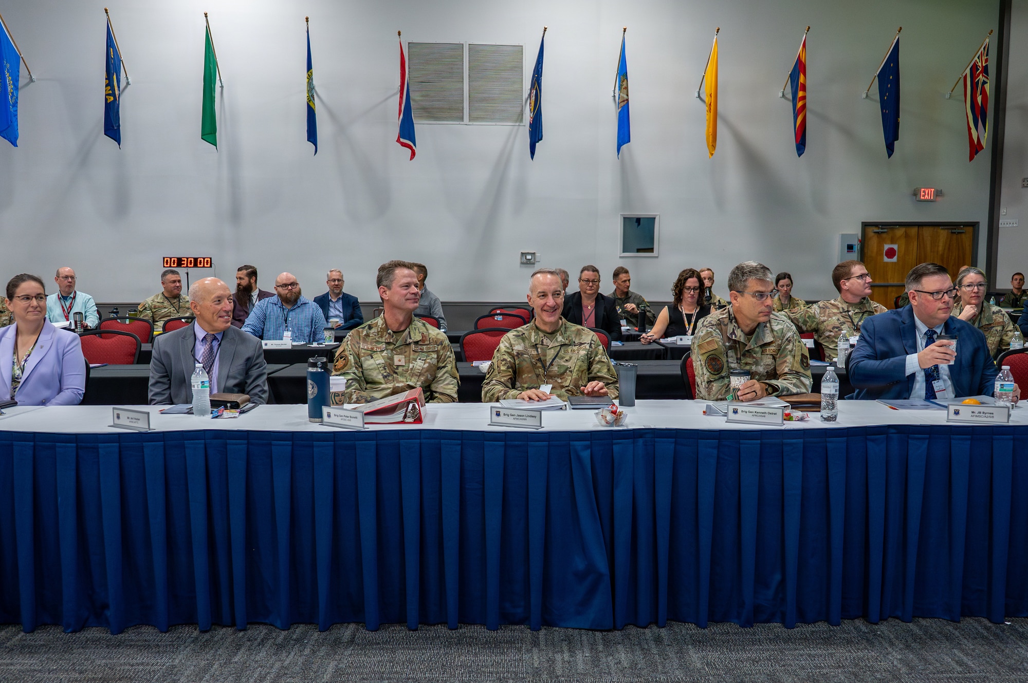 U.S. Air Force senior leaders and staff members attend a Technology, Acquisition and Sustainment Review at Barksdale Air Force Base, Louisiana, June 24, 2026. The review is a strategic summit where senior military leaders, acquisition experts and engineers evaluate, fund and plan new capabilities, accelerating the fielding and sustainment of Global Strike systems. (U.S. Air Force photo by Airman 1st Class Preston Crawford)