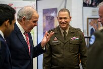 Ambassador José Miguel Alemán Healy, Panama's ambassador to the United States, engages in conversation with U.S. Army National Guard Maj. Gen. Charles Hausman, the adjutant general of the Missouri National Guard, during a tour of the Museum of Missouri Military History in Jefferson City, Missouri, July 15, 2026.