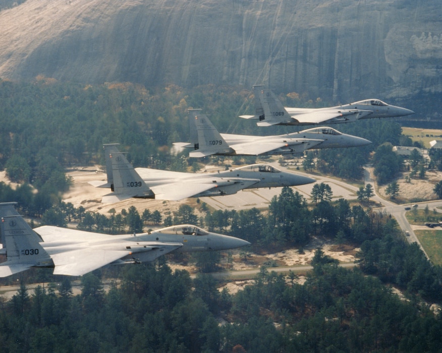 Air Force fighter jets flying