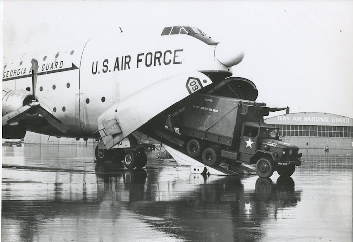 Equipment machine unloads from an airplane