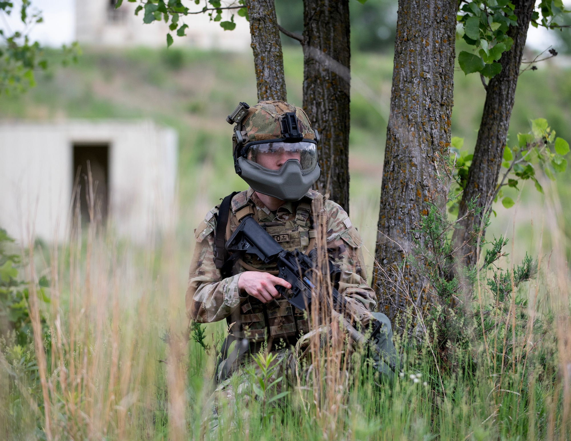 U.S. Air Force Airman 1st Class Daylynd Stowers, 133rd Security Forces Squadron, provides security at a landing zone in Arden Hills, Minn., June 11, 2026.