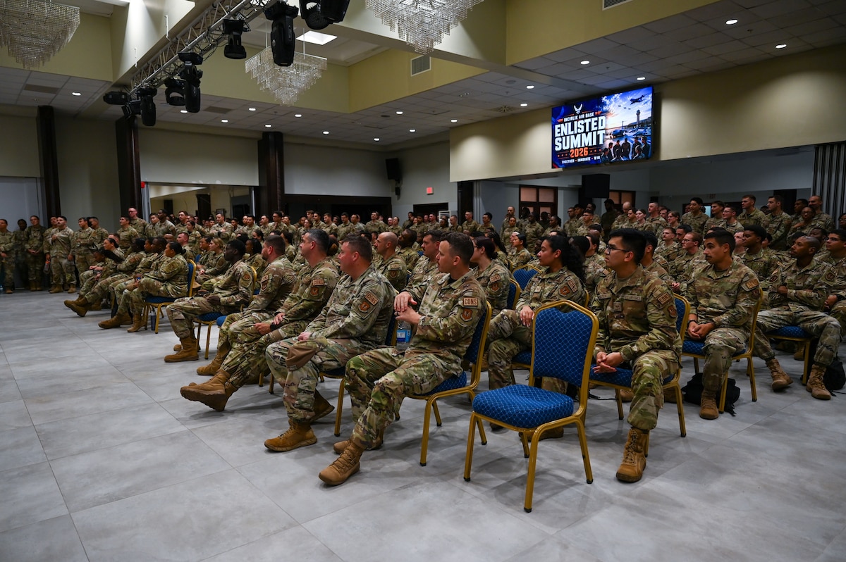 U.S. Air Force Airmen listen to closing remarks.