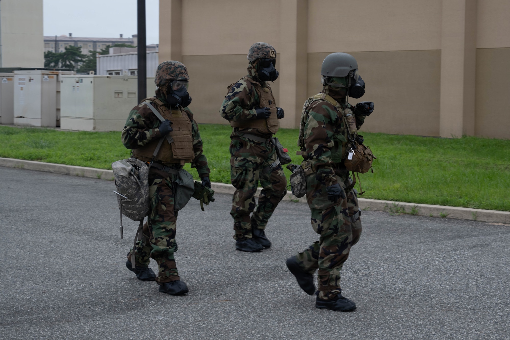 Airman and Marines assess the area.