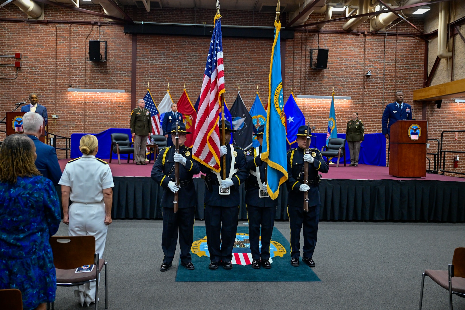 A color guard presenting the colors during a ceremony