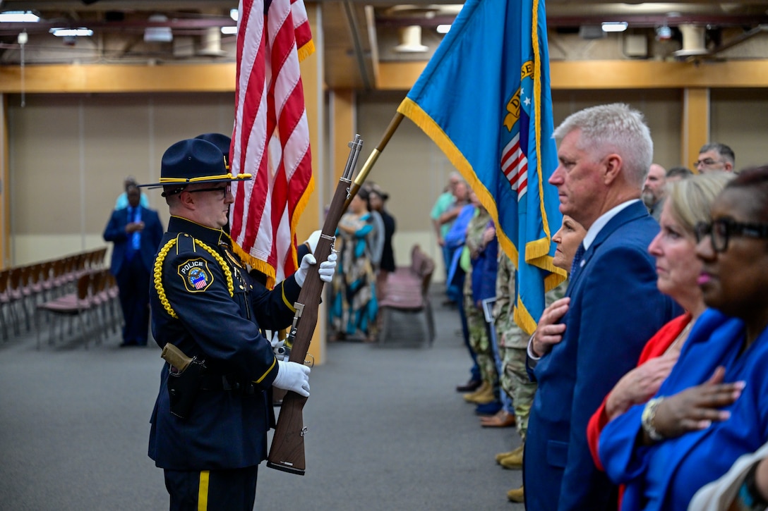 A color guard presenting the colors during a ceremony