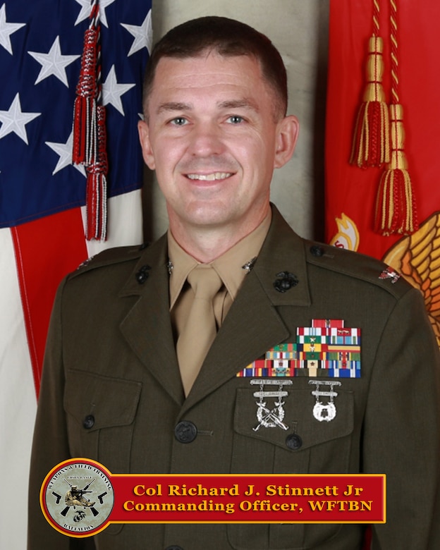 Colonel Richard J Stinnett
Commanding Officer, Weapons and Field Training Battalion, Marine Corps Recruit Depot, San Diego, CA