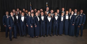 Student pilots from graduating Undergraduate Pilot Training (UPT) Class 26-14 and 26-12 AU come together for a group photo at Laughlin Air Force Base, Texas, July 23, 2026. Thirty U.S. Air Force officers were recognized for successfully completing UPT during a graduation ceremony. (U.S. Air Force photo by Airman 1st Class Darryl Keith)