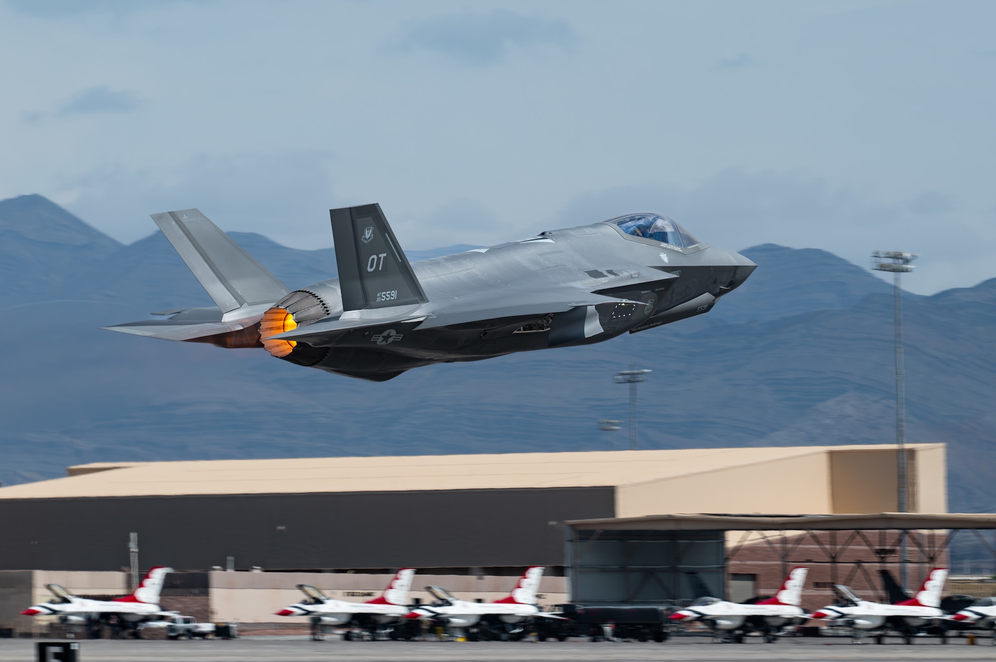 An aircraft flies