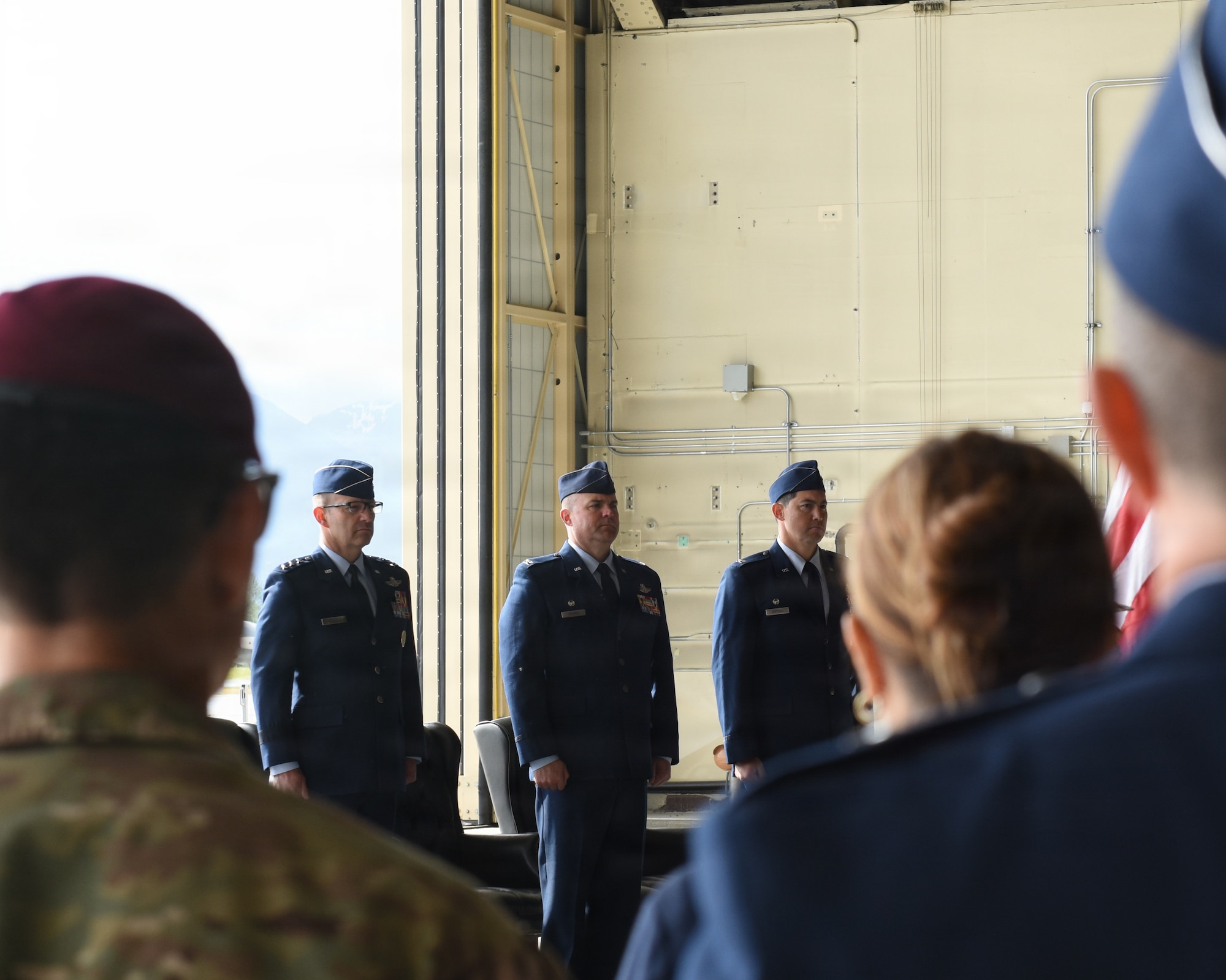 Arctic warriors, civic leaders from surrounding communities, family and friends were present for the ceremony to bid farewell to Col. Charles Schuck and to welcome Col. David Deptula and his family to Alaska.