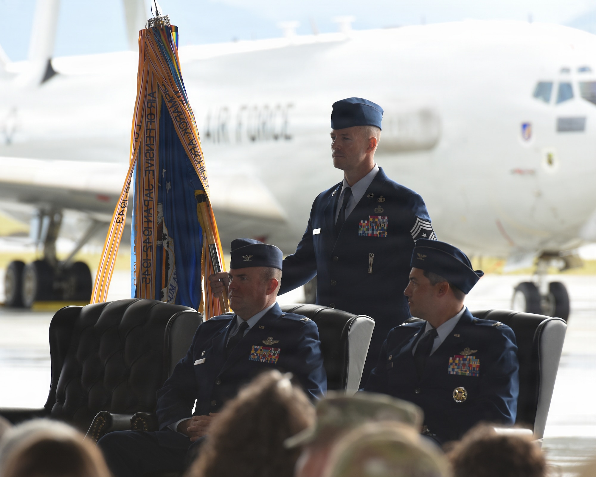 Arctic warriors, civic leaders from surrounding communities, family and friends were present for the ceremony to bid farewell to Col. Charles Schuck and to welcome Col. David Deptula and his family to Alaska.
