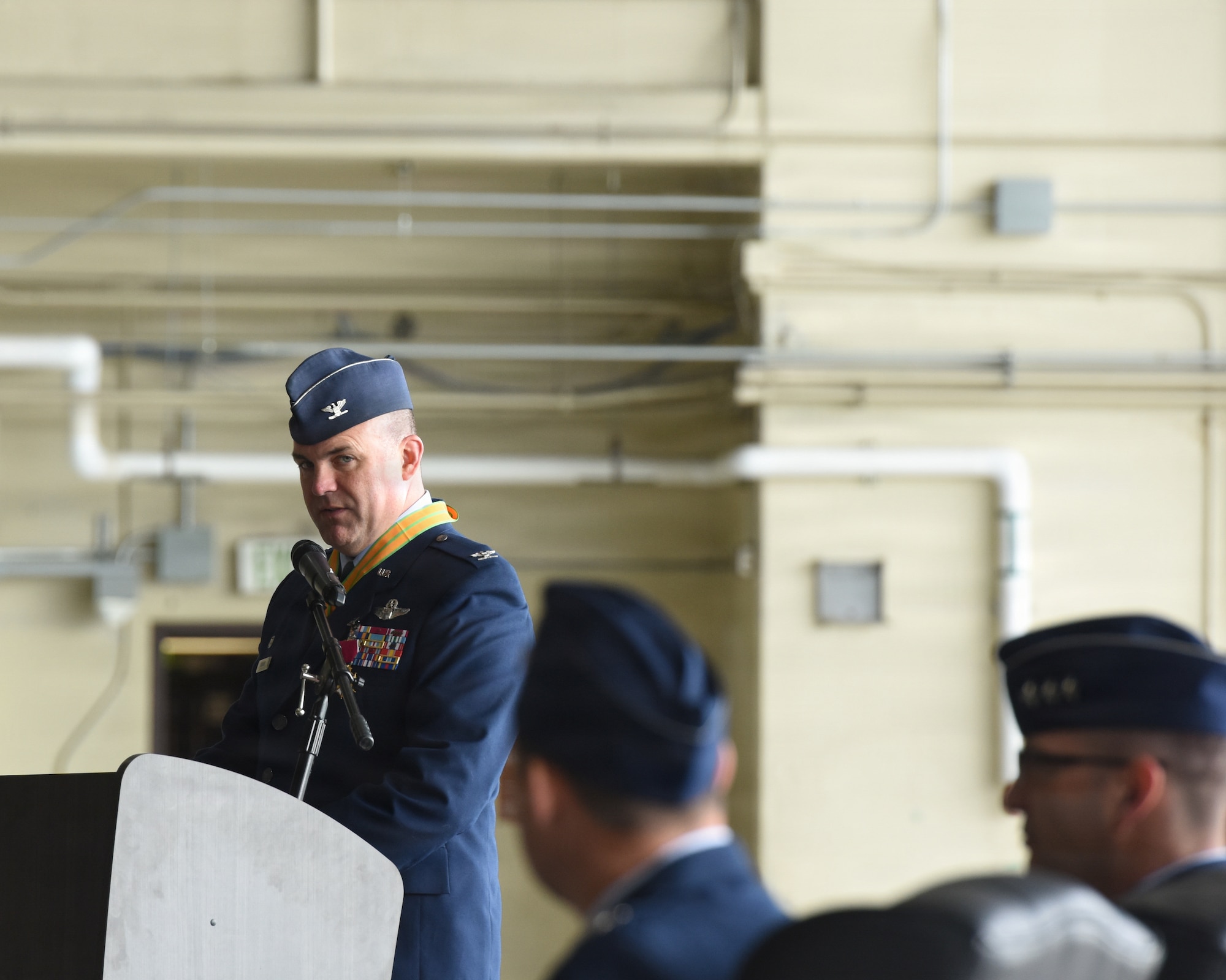 Arctic warriors, civic leaders from surrounding communities, family and friends were present for the ceremony to bid farewell to Col. Charles Schuck and to welcome Col. David Deptula and his family to Alaska.