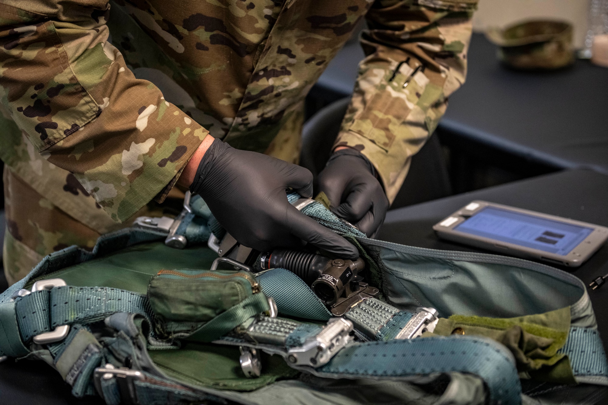 AFE technician inspects gear