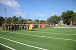 Soldiers of the 48th Infantry Brigade Combat Team stand in formation during the brigade’s change of command ceremony at brigade headquarters in Macon, Ga. July 19, 2026.