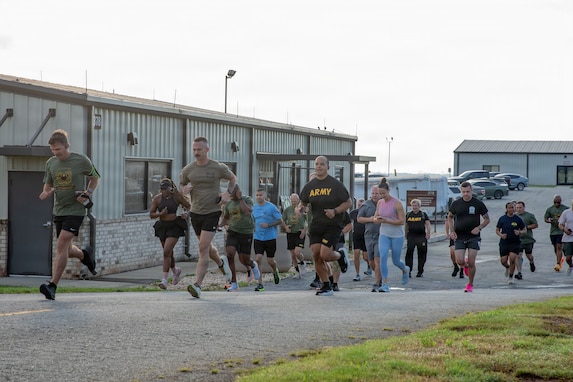 U.S. Army National Guard Soldiers and civilian participants take part in the 108th Warrant Officer Birthday 5K at Clay National Guard Center in Marietta, Georgia, July 11, 2026. Warrant officers gather annually to commemorate Congress establishing the rank and grade of warrant officer in 1918. Serving in 17 branches and more than 60 specialties, warrant officers lead in combat, train future leaders and provide technical expertise across the force. The warrant officer cohort remains committed to mentorship and lifelong professional growth. (U.S. Army National Guard photo by Sgt. Cameron Boyd)